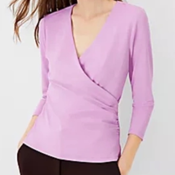 Ann Taylor Refined Stretch Wrap Top Extra Small - Picture 5 of 5